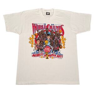 Vintage 1989 Detroit Pistons World Champs Bad Boys Caricature T Shirt L USA NBA